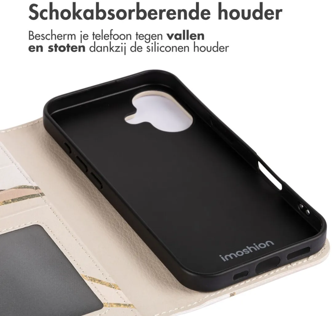 Imoshion iPhone 16 Hoesje Beige Graphic - 3 Pasjes