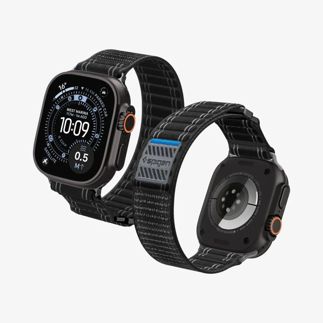 Spigen Stoffen Bandje Zwart - Apple Watch Universeel