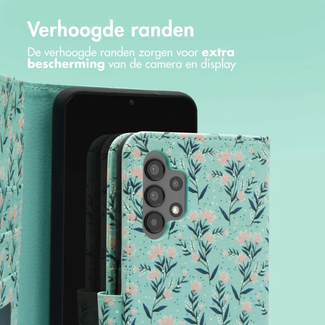 Imoshion Galaxy A13 Hoesje Blue Flowers - 3 Pasjes - afbeelding 6 van 6