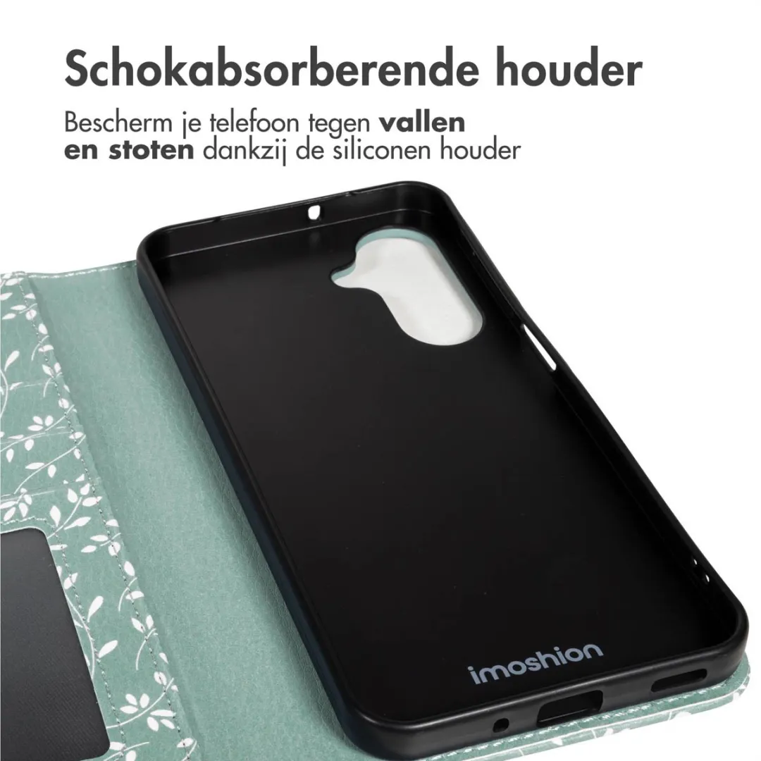 Imoshion Galaxy A17 Hoesje Smoke Green Flowers - 3 Pasjes