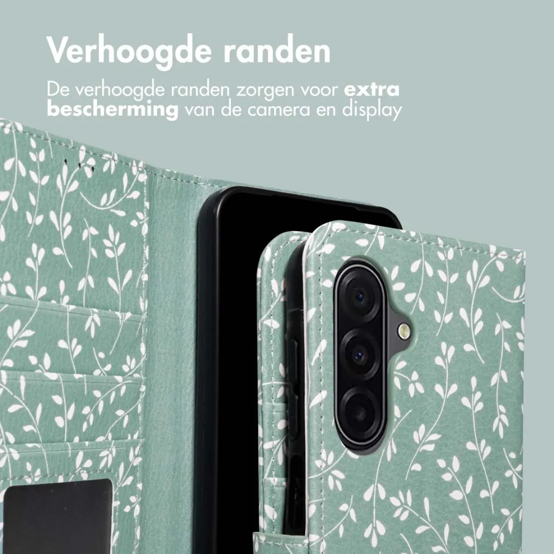 Imoshion Galaxy A17 Hoesje Smoke Green Flowers - 3 Pasjes