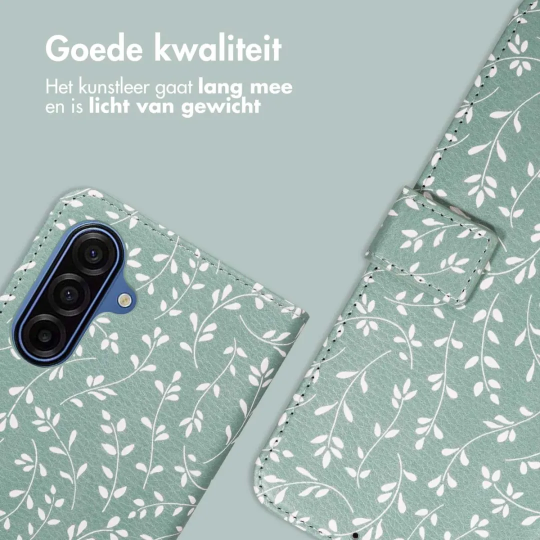 Imoshion Galaxy A17 Hoesje Smoke Green Flowers - 3 Pasjes