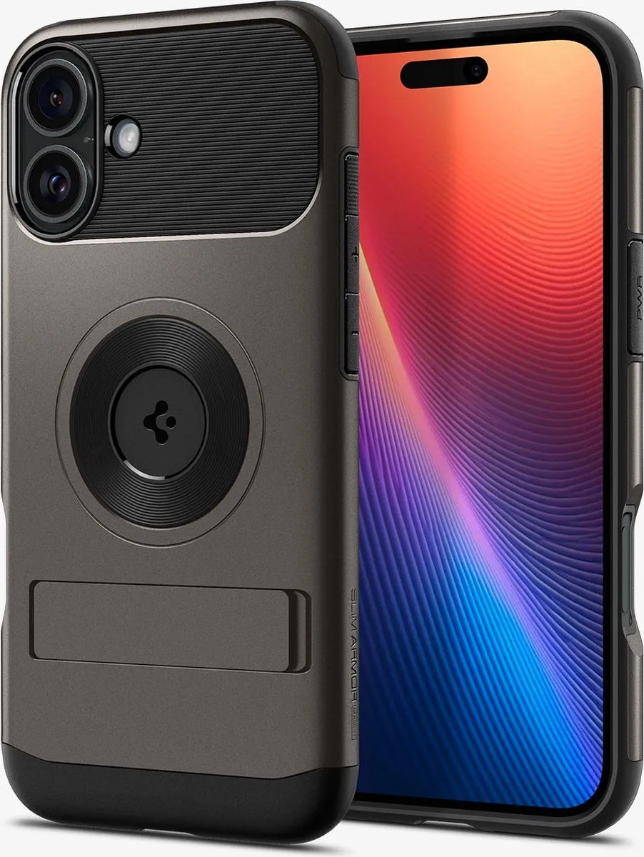Spigen Slim Armor MagFit iPhone 16 Hoesje - Gunmetal - afbeelding 5 van 6