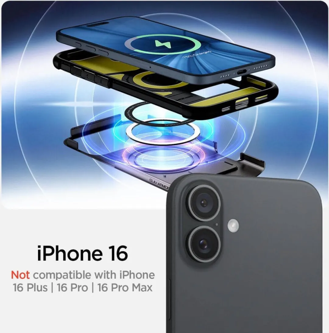 Spigen Slim Armor MagFit iPhone 16 Hoesje - Gunmetal - afbeelding 6 van 6
