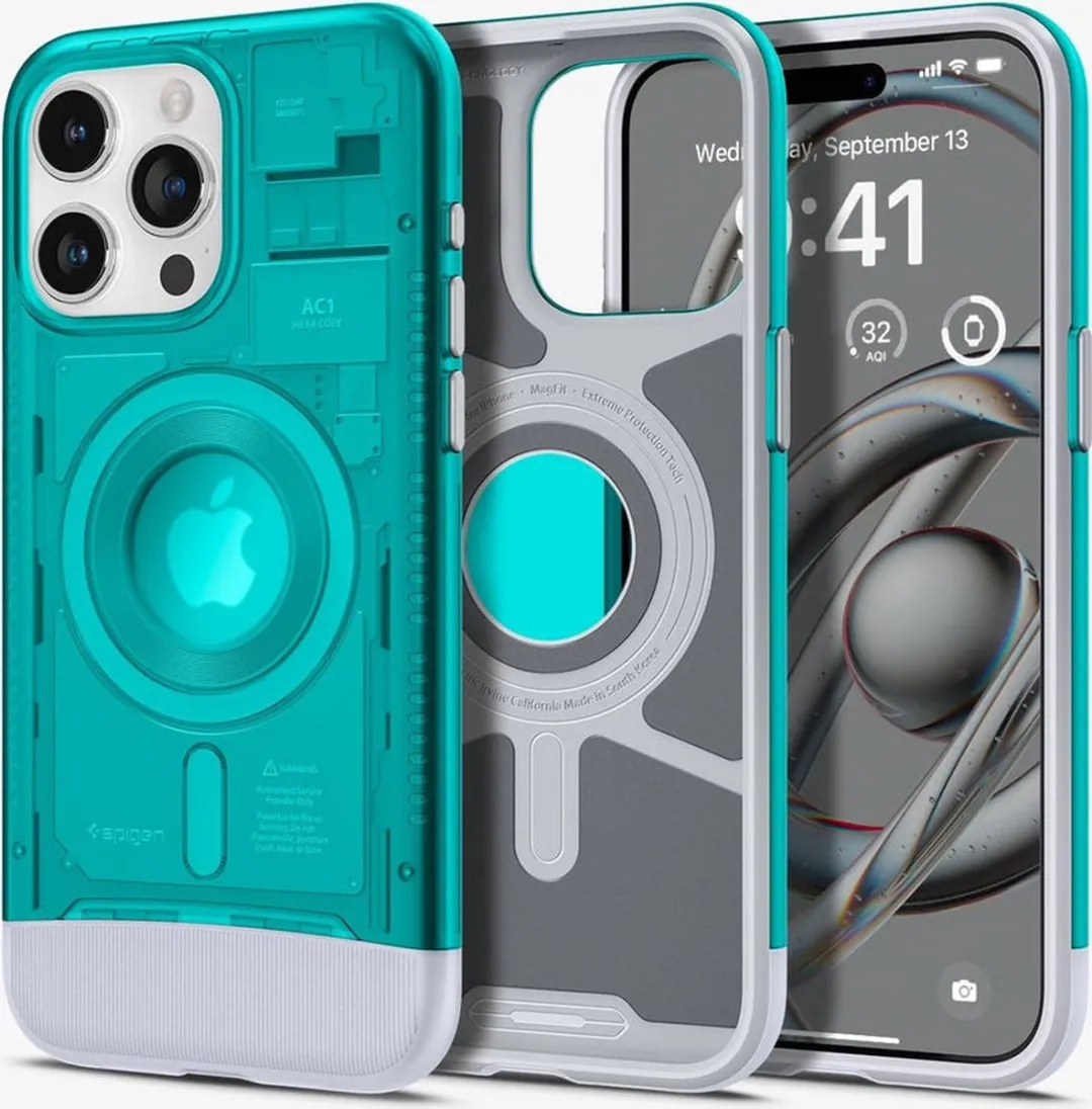 Spigen Classic C1 MagFit Hoesje iPhone 15 Pro - Blauw - afbeelding 6 van 6