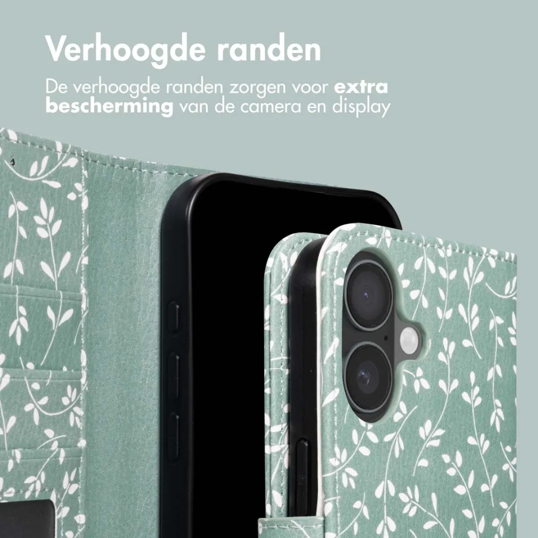 Imoshion iPhone 17 Hoesje Smoke Green Flowers - 3 Pasjes