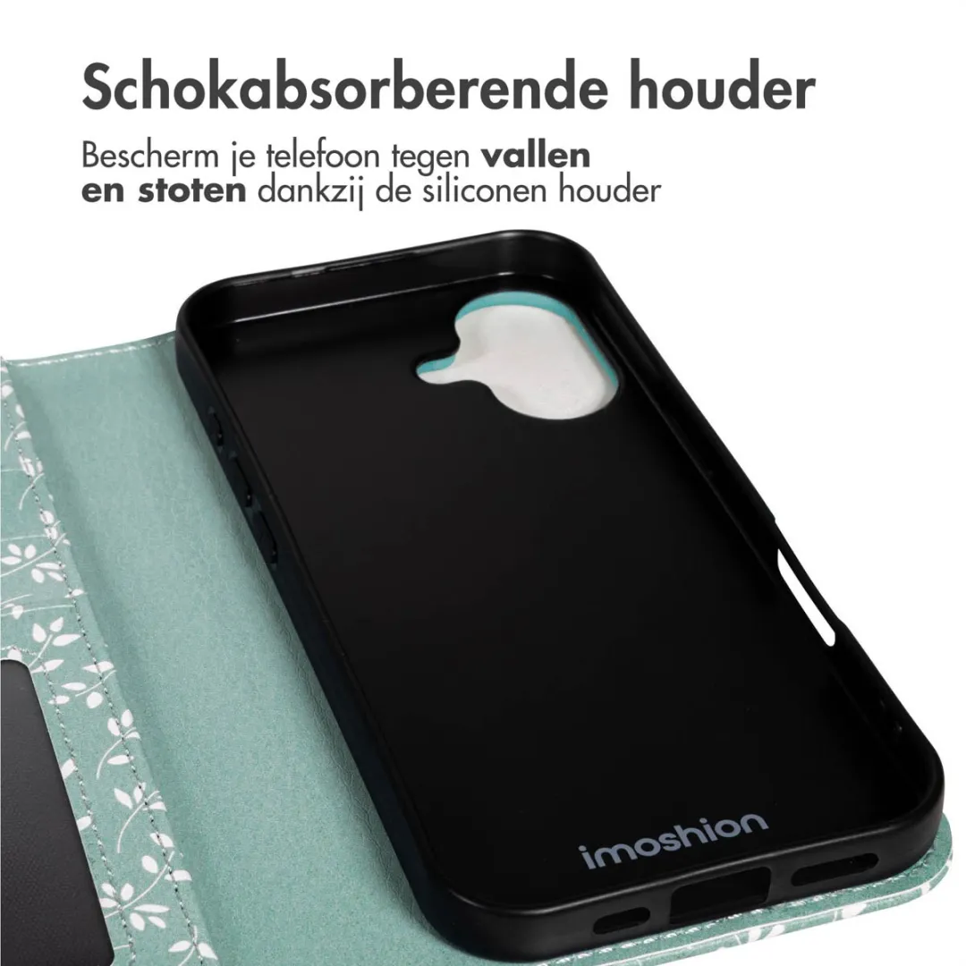 Imoshion iPhone 17 Hoesje Smoke Green Flowers - 3 Pasjes