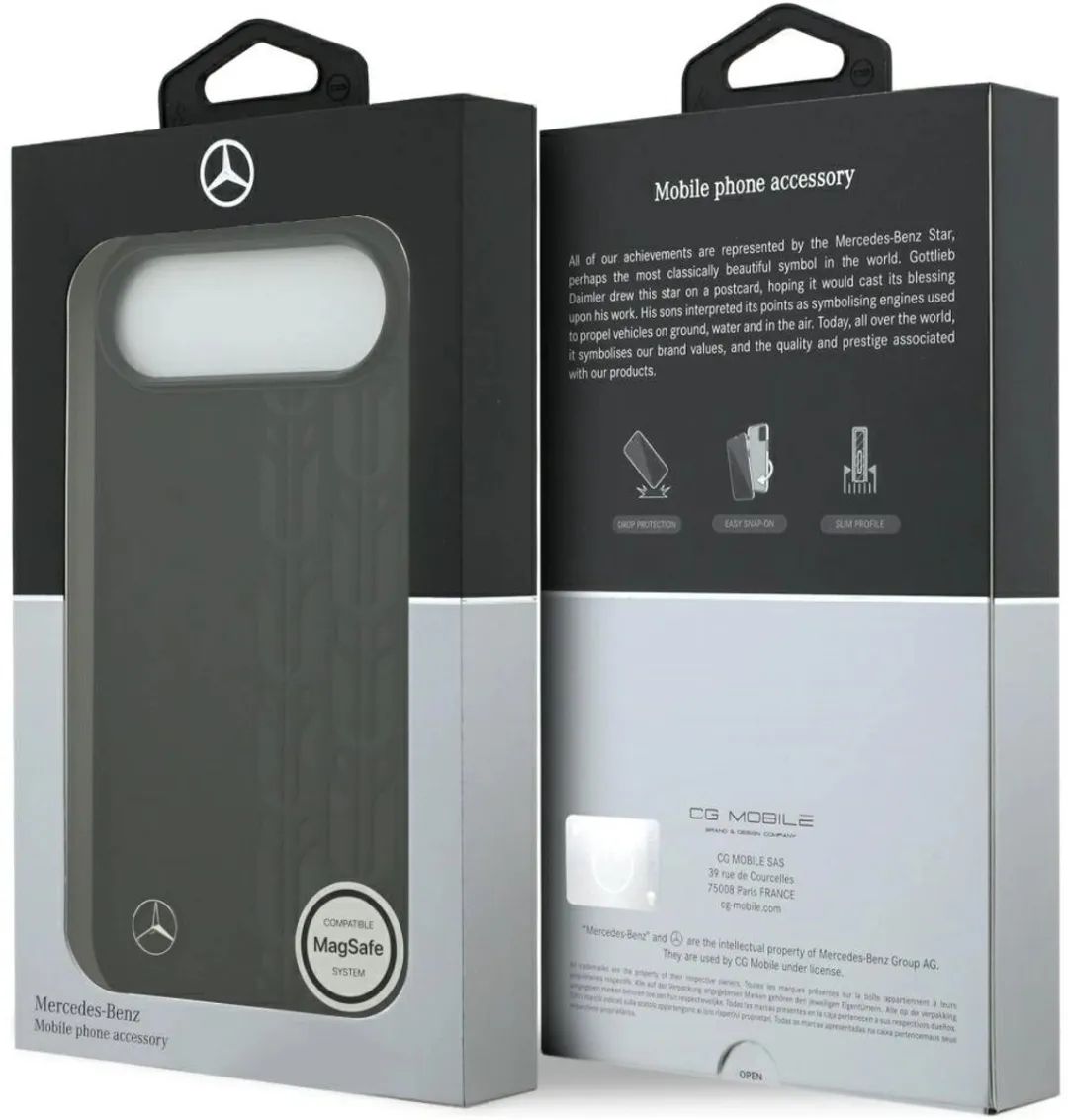 Mercedes Case Leer Laurel Leaves MagSafe iPhone - Zwart
