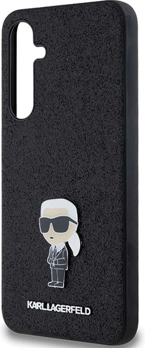 Karl Lagerfeld Fixed Glitter Ikonik Logo Hoesje Samsung Galaxy A35 - Zwart