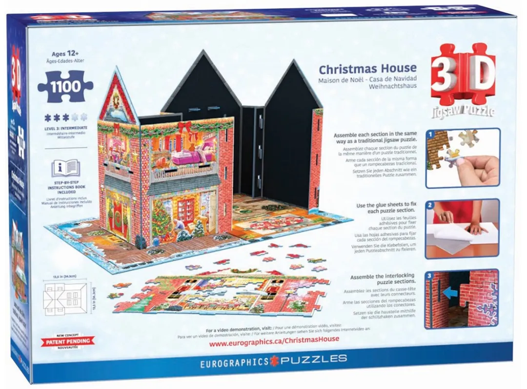 Eurographics Kersthuis 1100 Stuks 3D Puzzel - Multi