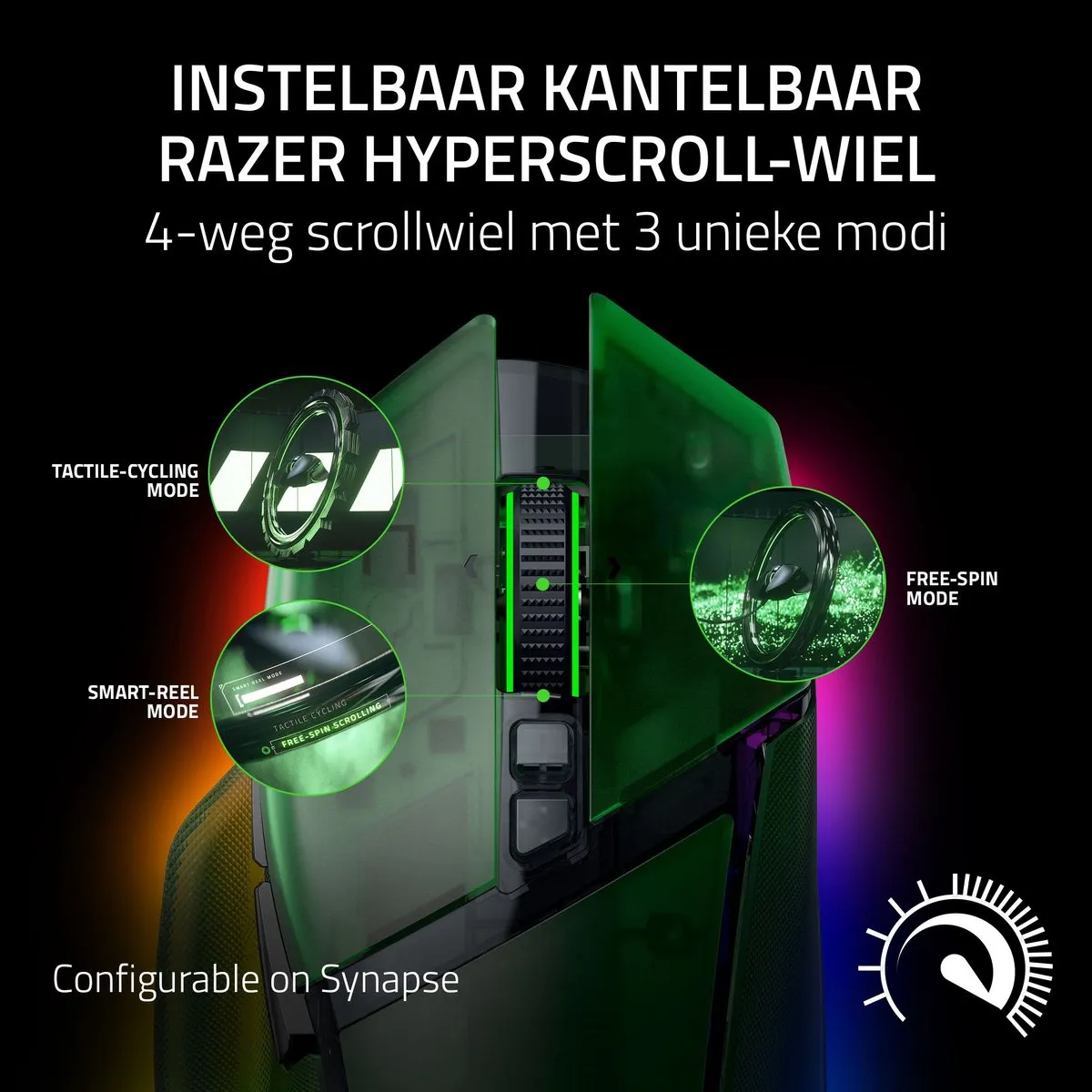Razer Basilisk V3 Pro RZ01-05240300-R3G1 Gaming Muis - 35K DPI - Phantom Green