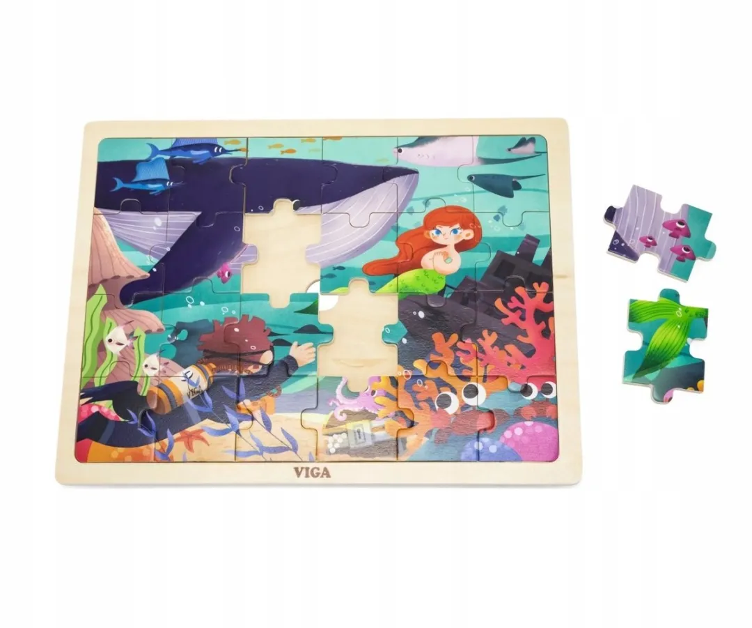 Viga Houten Puzzel Zeethema 24 Stuks - Meerkleurig