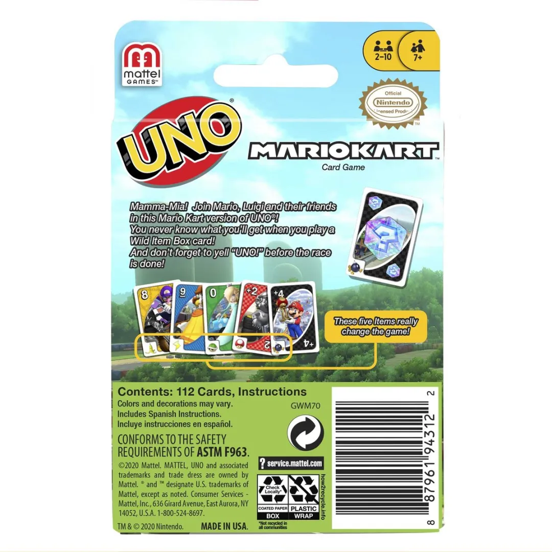 Mattel UNO Super Mario Kart Kaartspel - 112 Kaarten