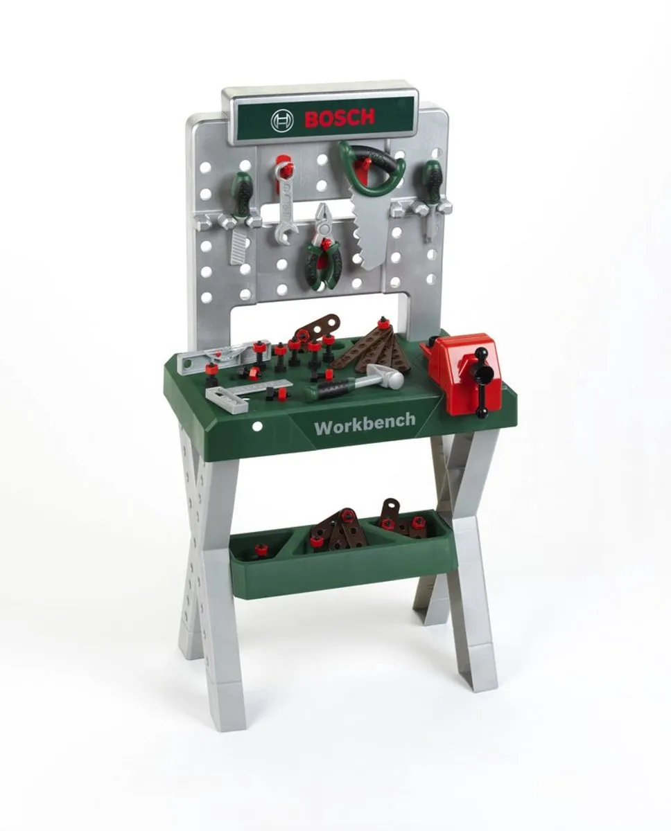 Klein Toys Bosch Mini Werkbank - 56 Accessoires - Groen/Grijs/Rood