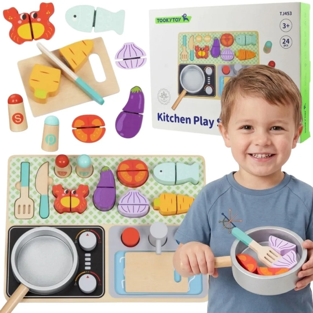 Tooky Toy Extra Grote Houten Speelkeuken - 96,5x30x89,5cm Meerkleurig