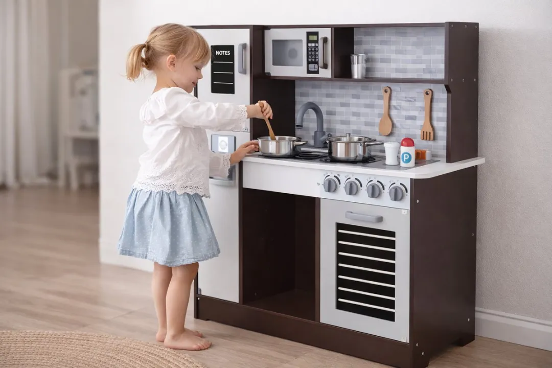 Tooky Toy Extra Grote Houten Speelkeuken - 96,5x30x89,5cm Meerkleurig