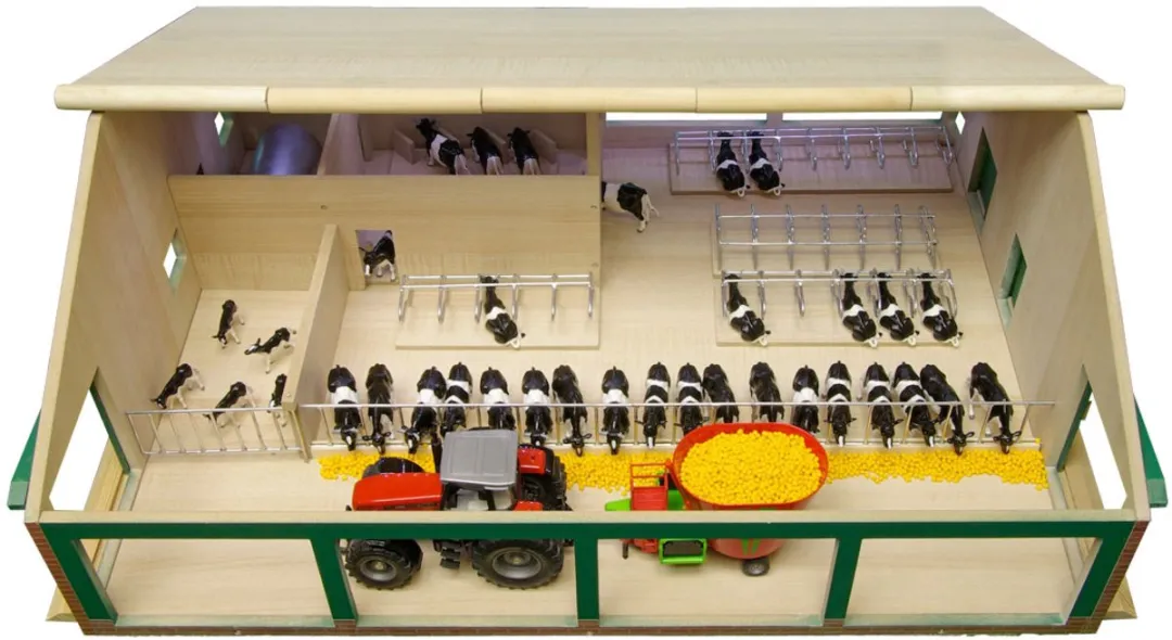 Kids Globe Ligboxenstal Hout Melkunit 1:32 - Meerkleurig