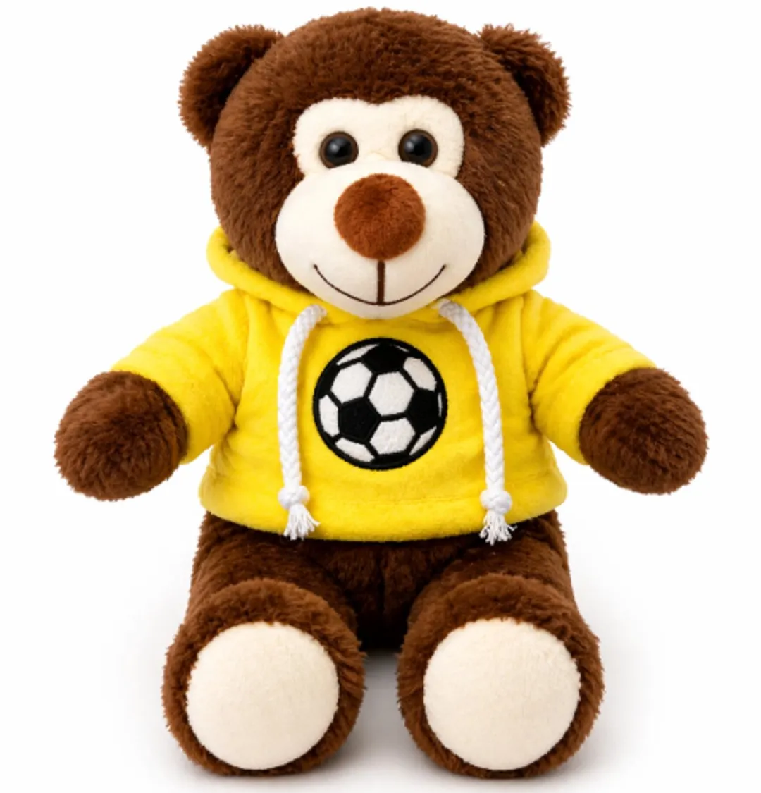 Topknuffels Teddybeer Bruin Geel Voetbal Hoodie Pluche 28cm