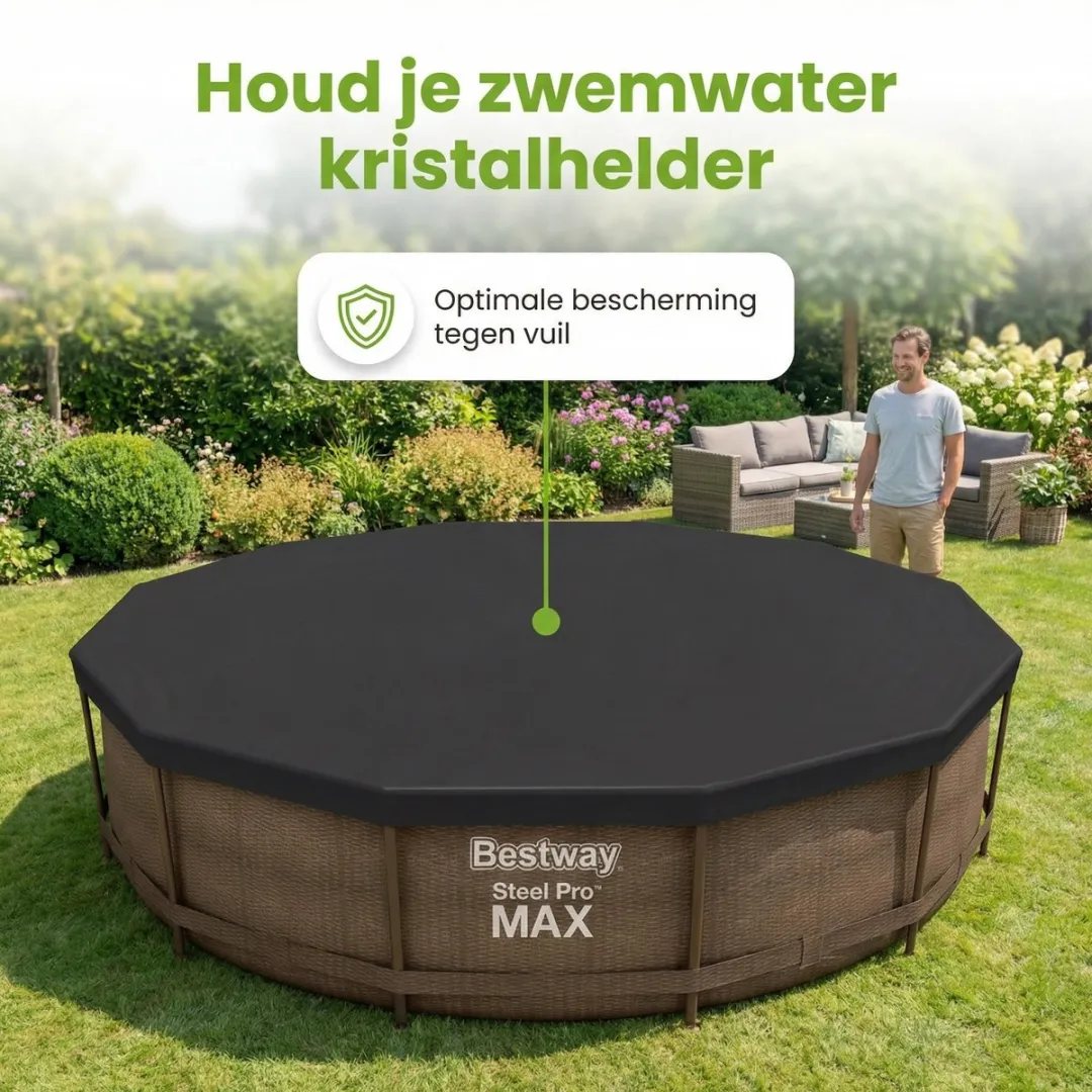 Bestway Afdekzeil Rond 366cm - 58037 - Zwart