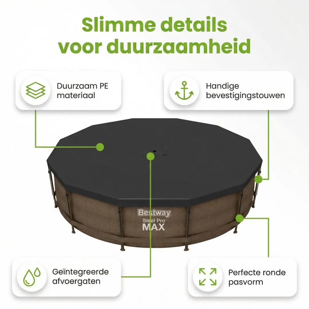 Bestway Afdekzeil Rond 366cm - 58037 - Zwart