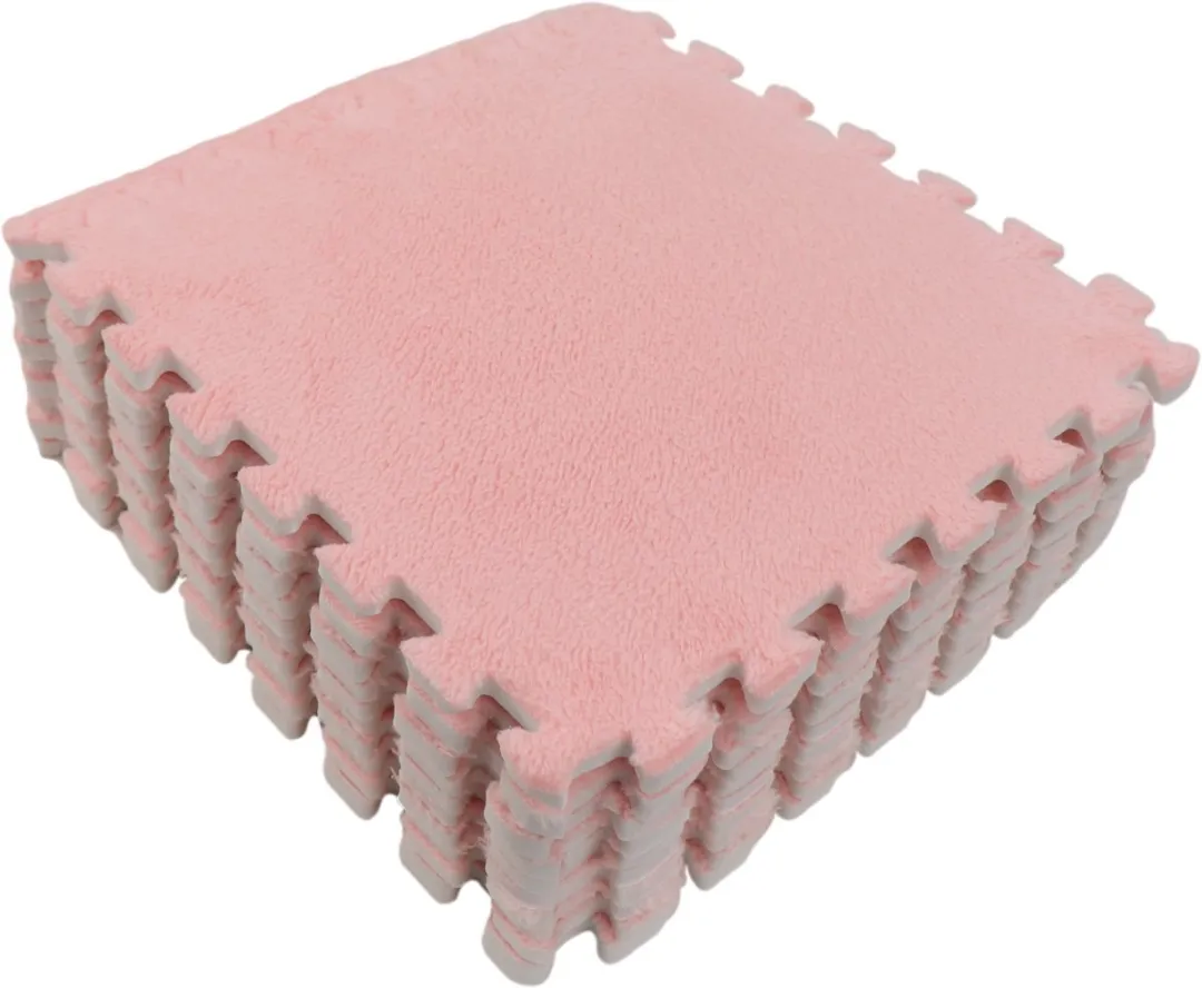 Eco Toys Roze Pluche Schuimrubber Speelmat