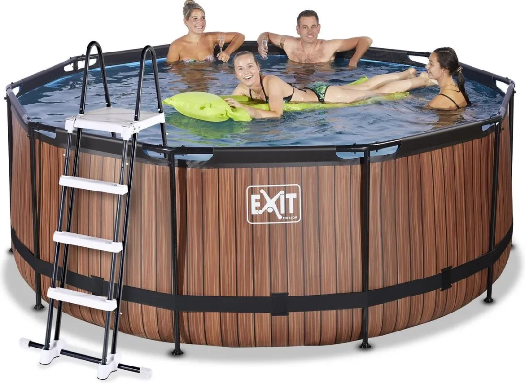 EXIT Wood Frame Zwembad 360cm - Bruin - met Zandfilterpomp