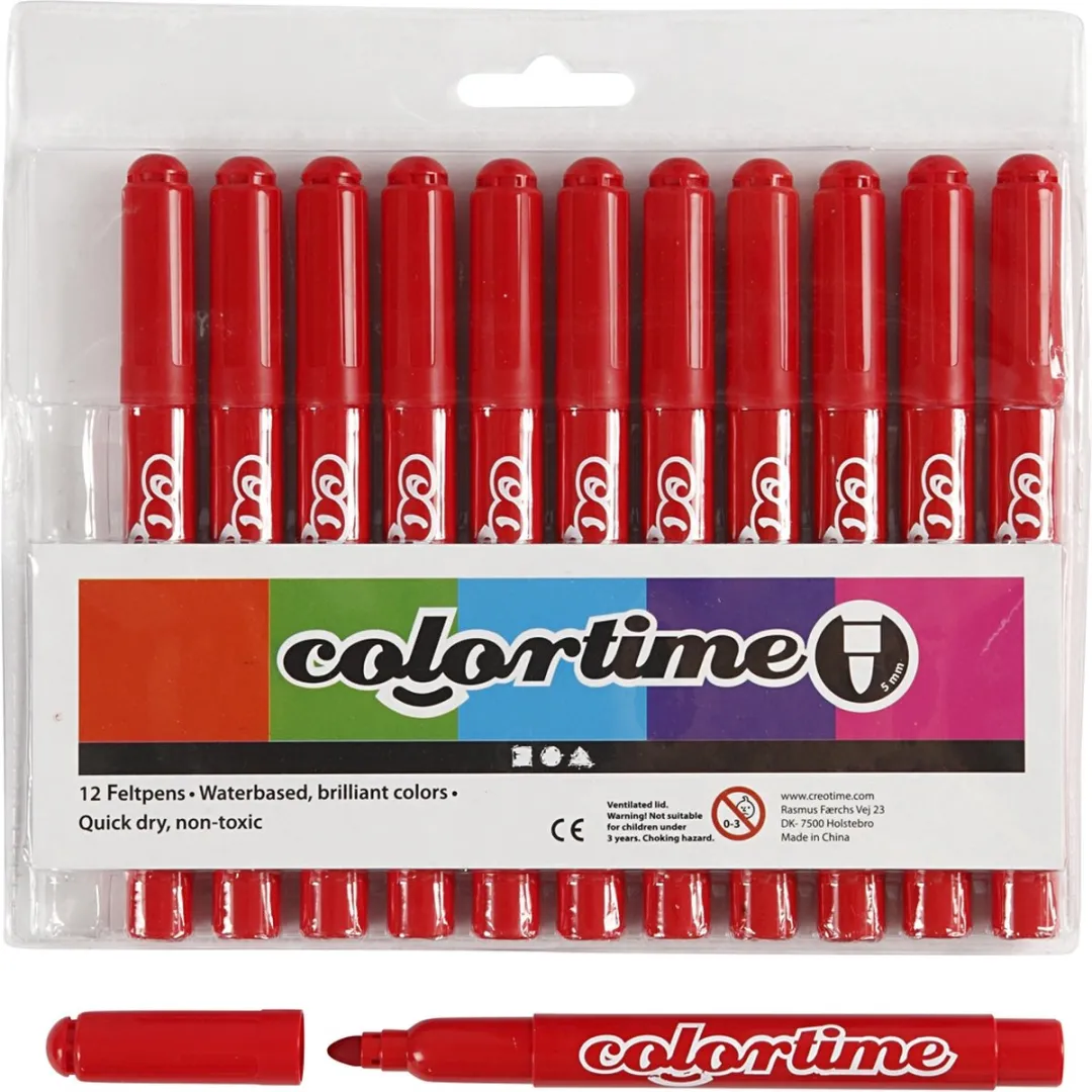 Colortime Stiften 5mm Rood - 12 Stuks