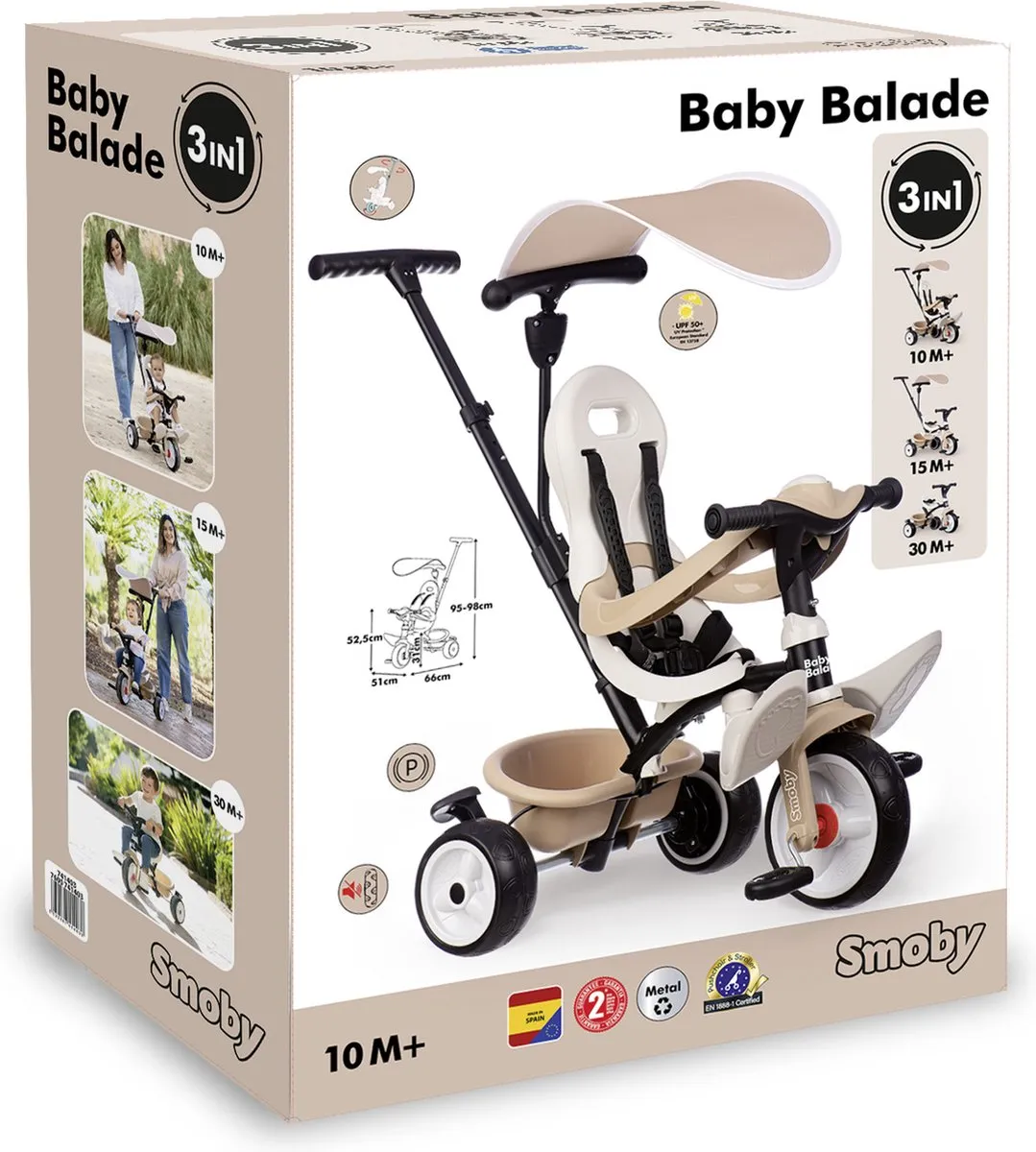 Smoby Baby Balade Driewieler - Beige/Zwart