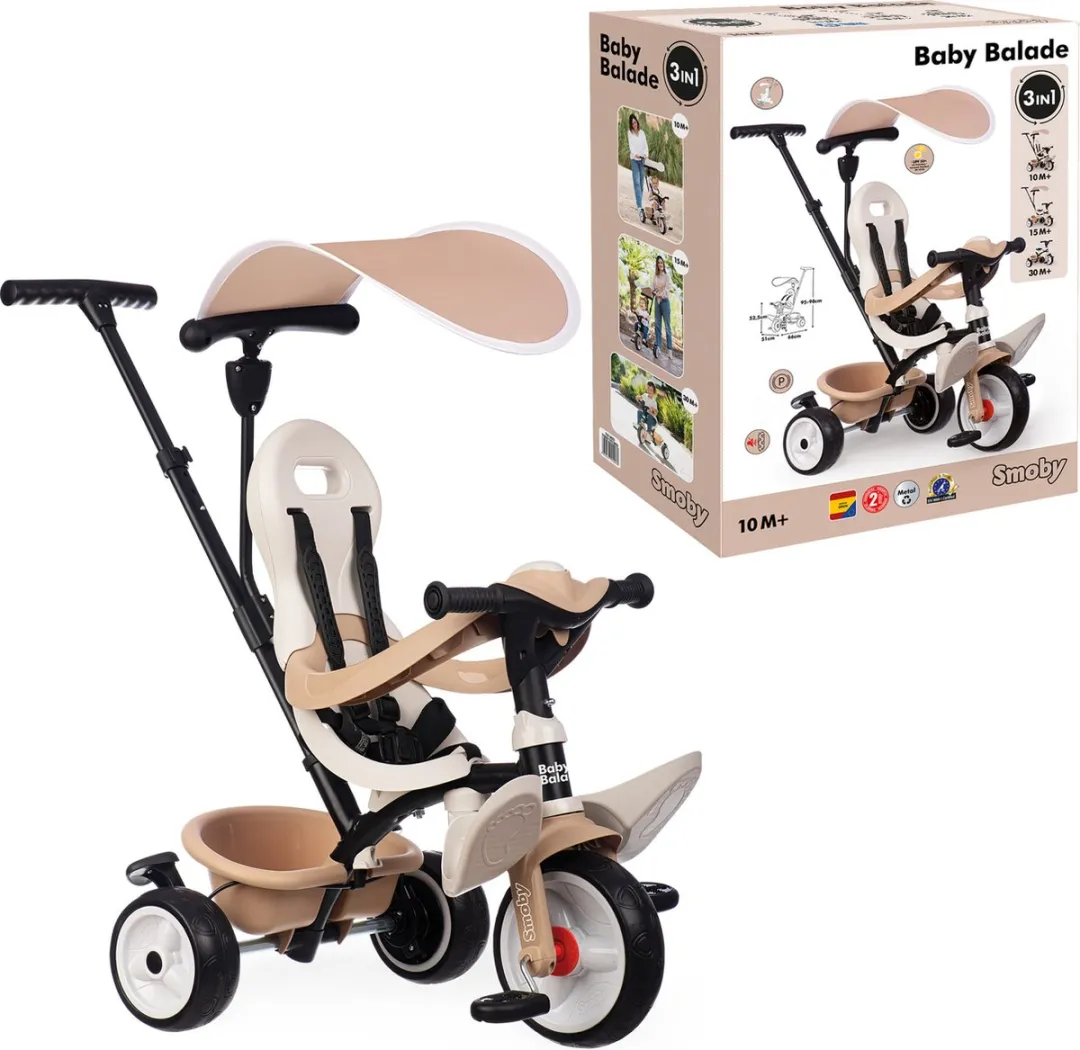 Smoby Baby Balade Driewieler - Beige/Zwart
