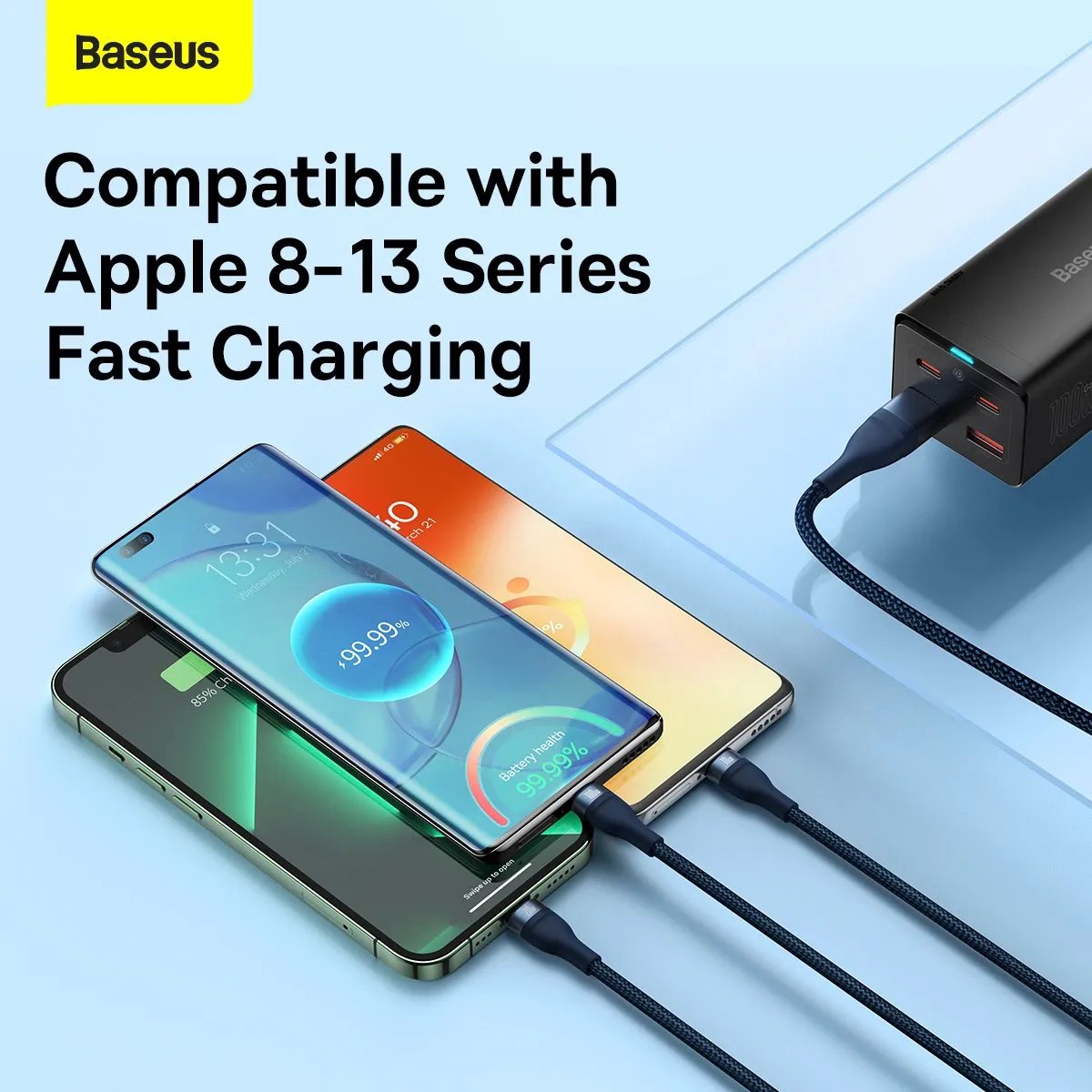 Baseus Flash Series USB-C/USB-A Kabel 100W 1,2m - Blauw