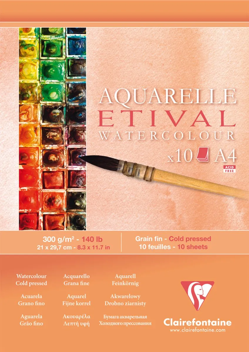 Clairefontaine Etival Aquarel Papier 300gr A5 - 10 Vel
