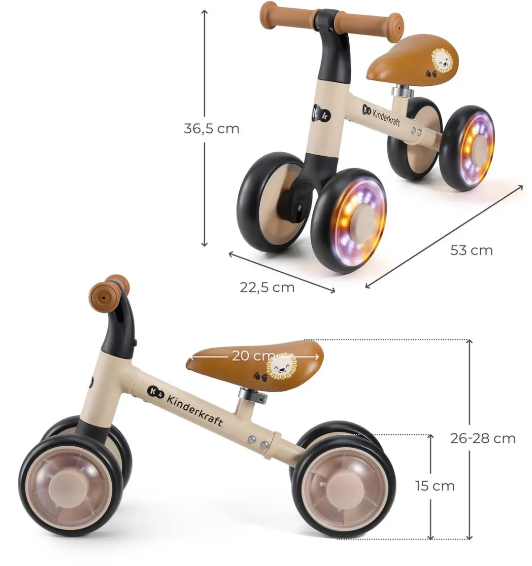 KinderKraft Cutie Flash Mini Loopfiets 6 Inch - Beige