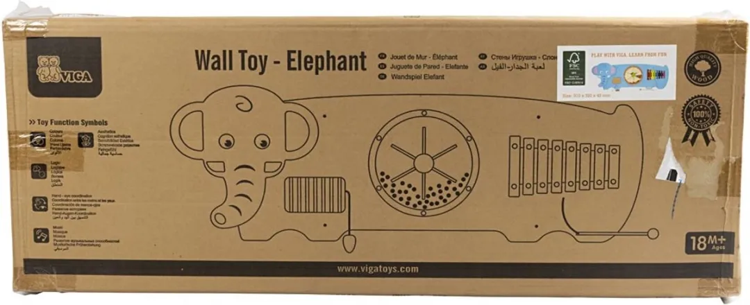 Viga Toys Wandspeelbord Olifant - Blauw