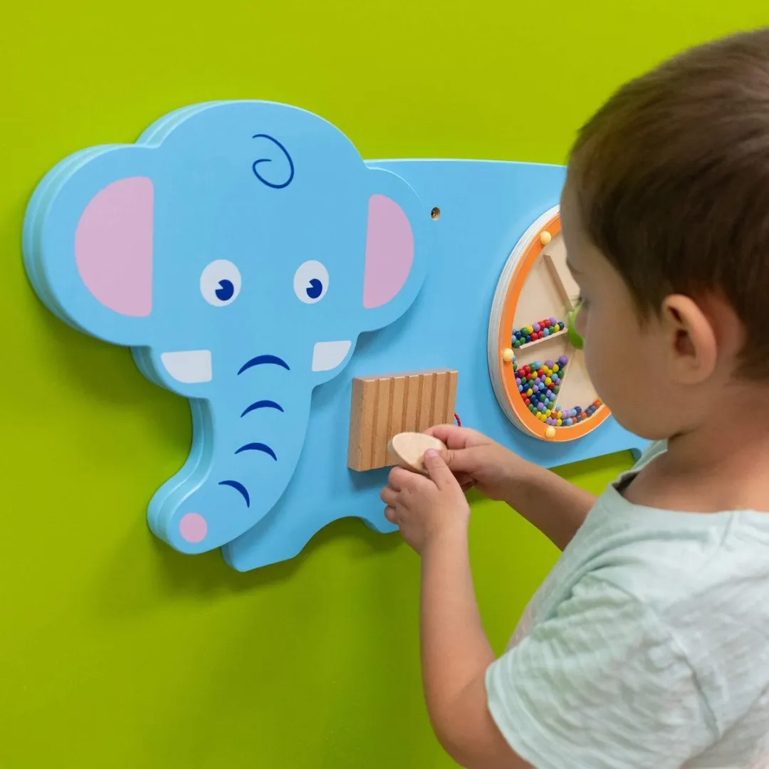 Viga Toys Wandspeelbord Olifant - Blauw