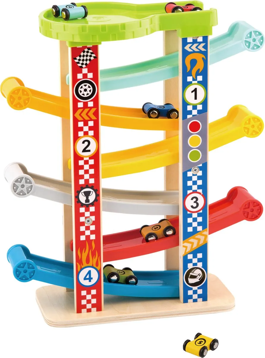Tooky Toy Houten Autobaan 8-delig