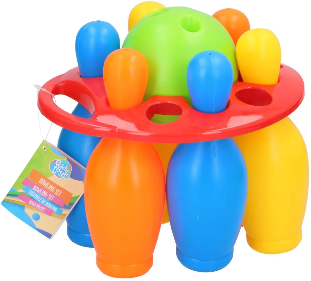 Eddy Toys Bowling Set 19,5cm - 6 Kegels & Bal - Meerkleurig