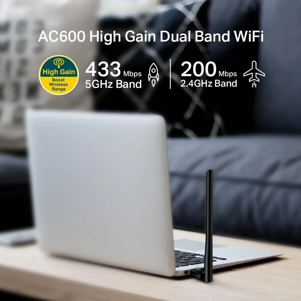 TP-Link Archer T2U Plus WiFi-adapter - Zwart