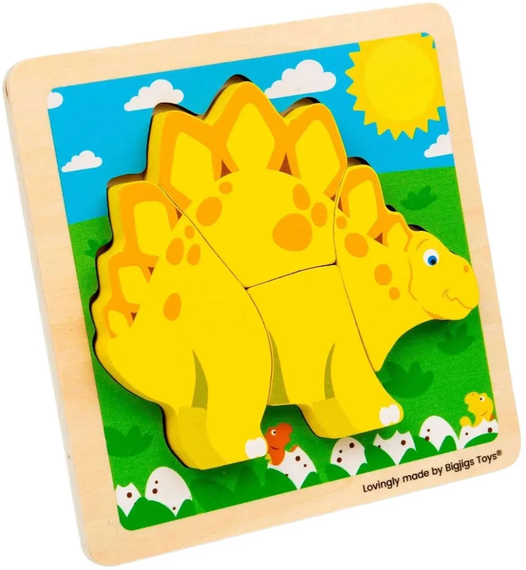 BIGJIGS Stegosaurus Houten Vormenpuzzel - 4 Stuks