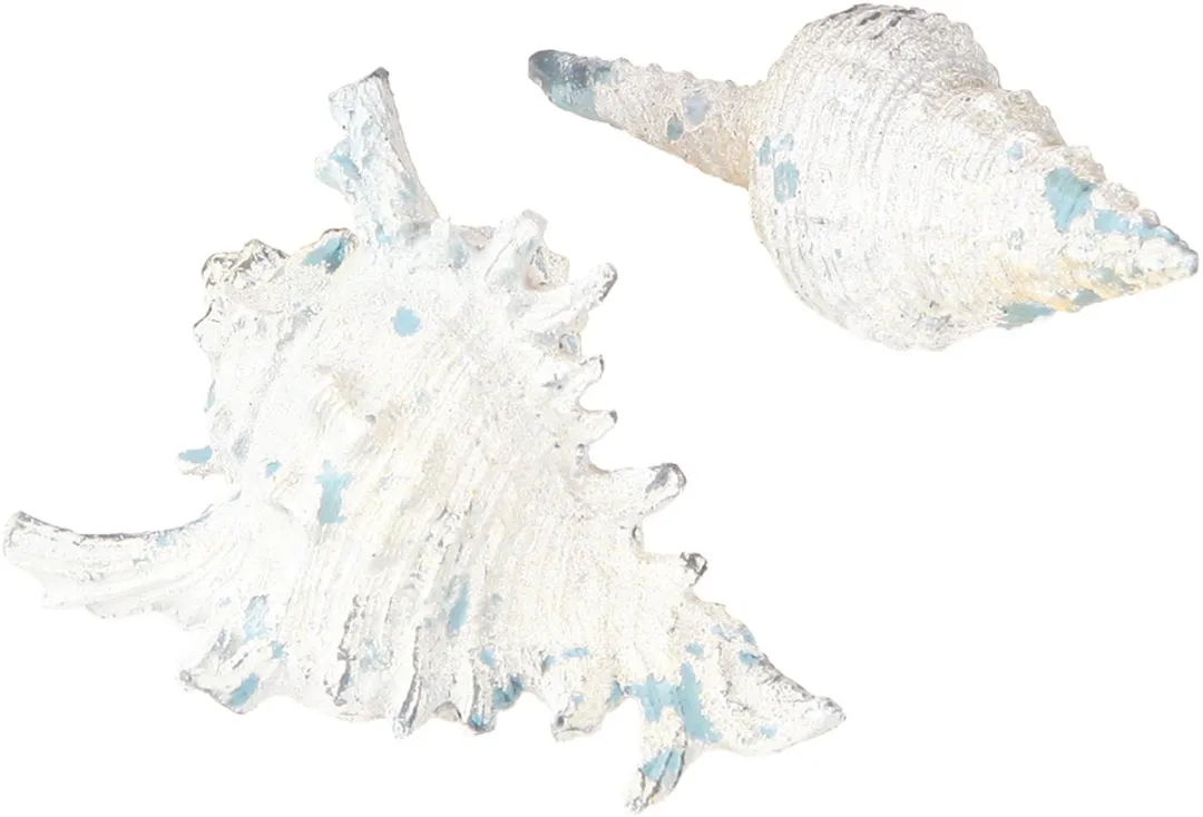 Kaemingk Schelp Decoratie Blauw-Wit 11.5/13cm - 2 Stuks