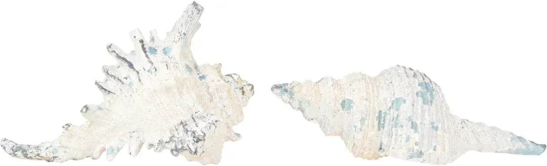 Kaemingk Schelp Decoratie Blauw-Wit 11.5/13cm - 2 Stuks