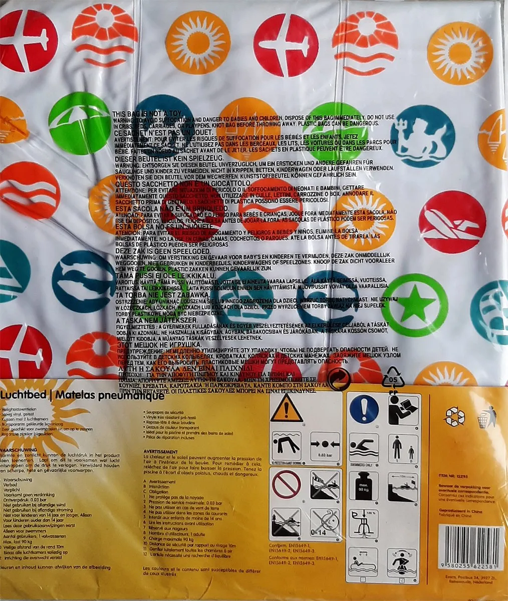 Playing Kids Luchtbed Icoontjesprint - Doorzichtig