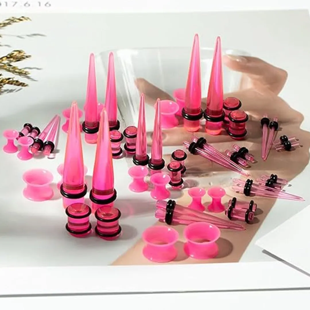 RedParrot Oor Stretcher Tunnel Gat - 50 Stuks - Roze