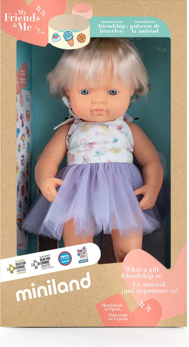 Miniland Poppen ML Pop MF&M Europees Meisje 38cm - Met hoorimplantaat - Multicolor