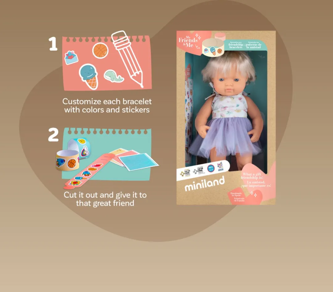 Miniland Poppen ML Pop MF&M Europees Meisje 38cm - Met hoorimplantaat - Multicolor