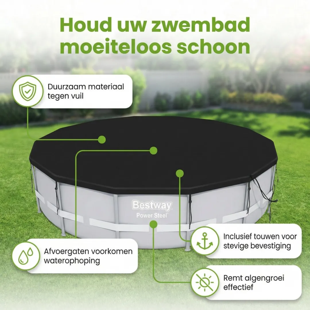 Bestway Afdekzeil Rond 549cm - 58039 - Zwart
