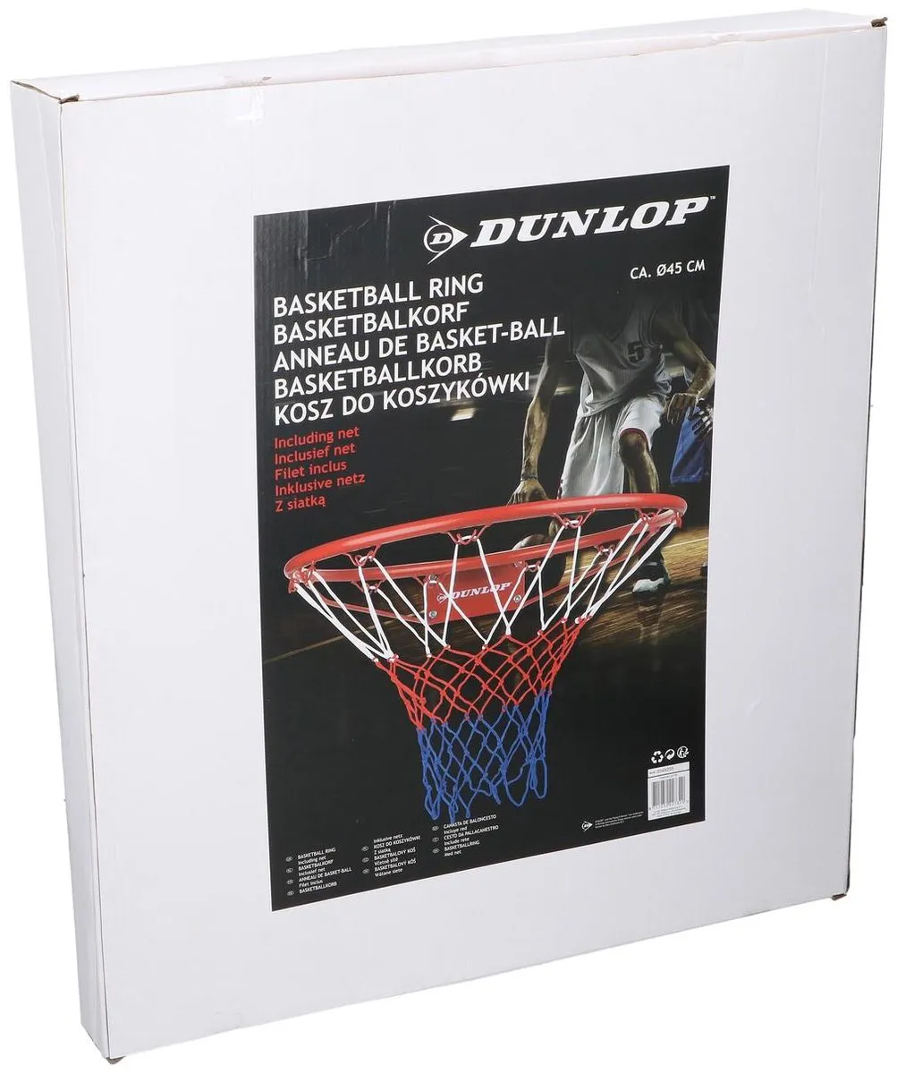 Dunlop Basketbalring 45cm - inclusief net en bevestiging - Oranjerood