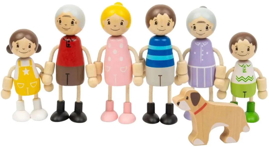 BIGJIGS Houten Poppenhuis Familie 7-delig