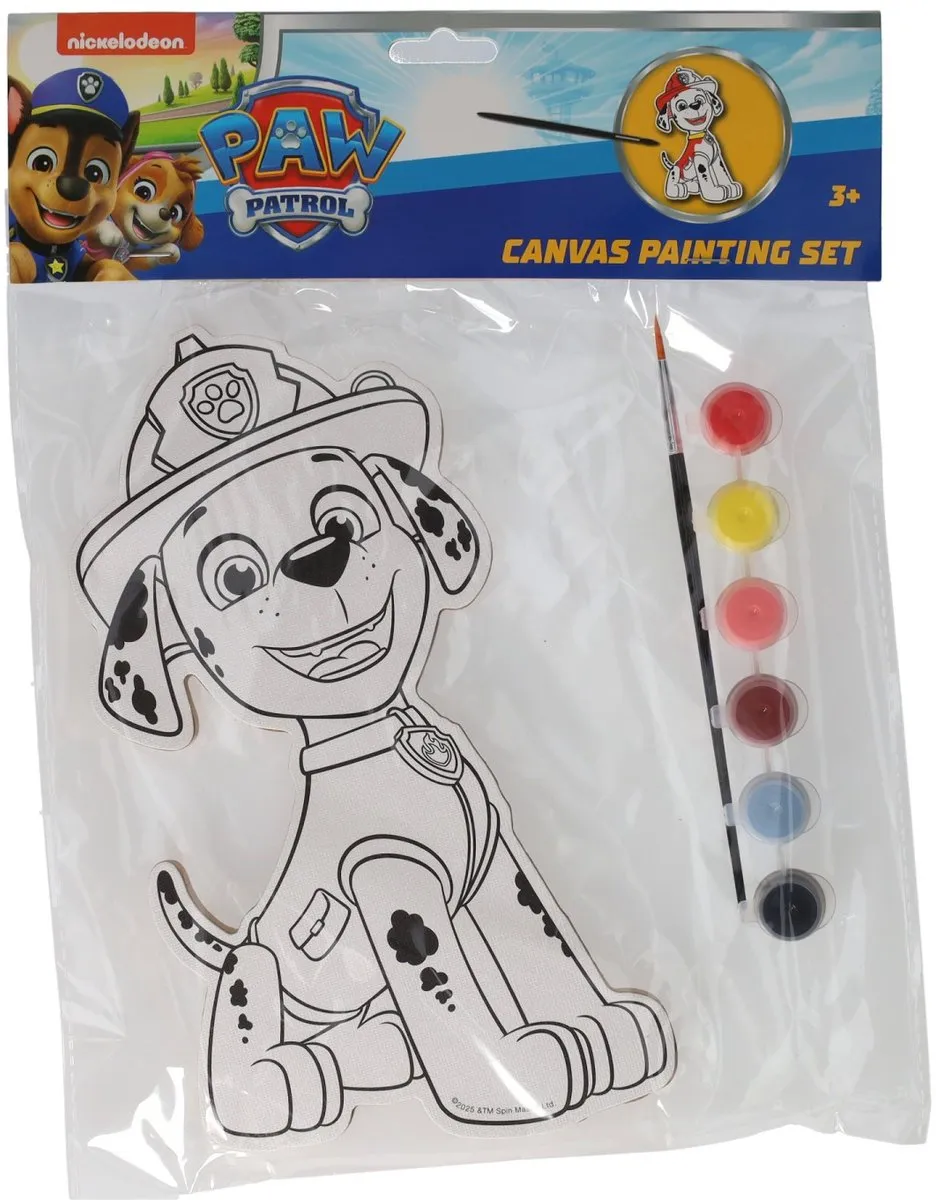Johntoy PAW Patrol schilderen canvas Marshall met verf en penseel.