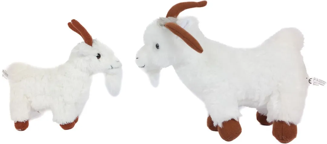 PIA Soft Toys Pluche Geit Knuffel - 15cm - Wit