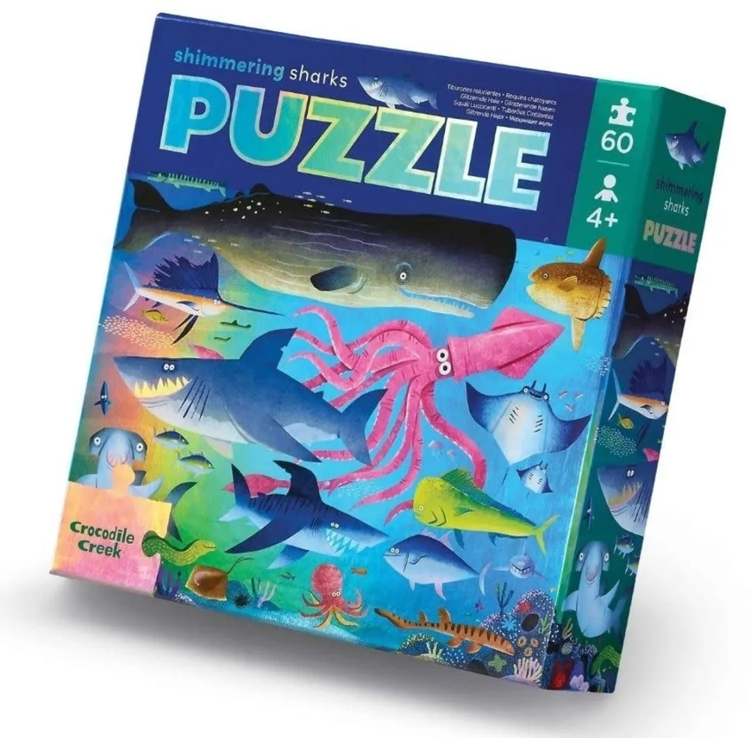 Crocodile Creek Shimmering Sharks Foliepuzzel 60 Stuks